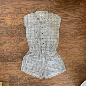 Patterned Button-up Romper